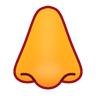 a stylized yellow nose.